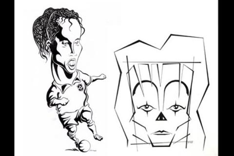 Caricatura Ronaldinho Gaúcho e Michael Jackson