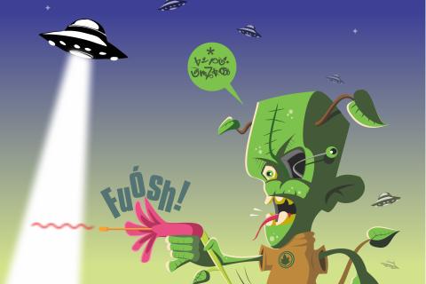 Ataque alienígena em cidade.