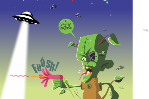 Poster com invasão alienígena